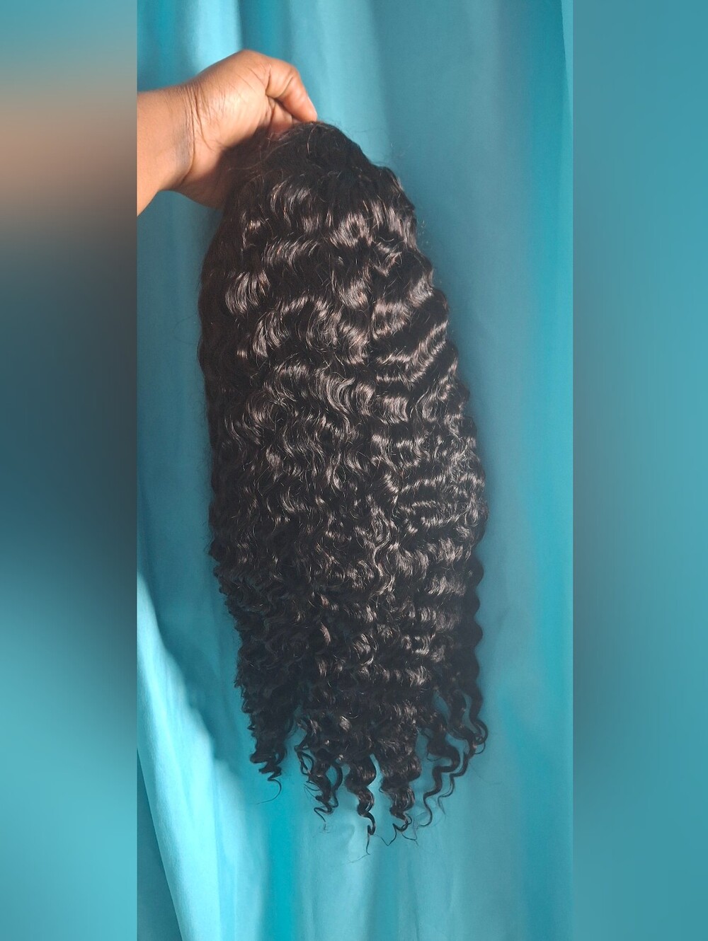 Natural Deep Wave Human Hair Half Wig - Black